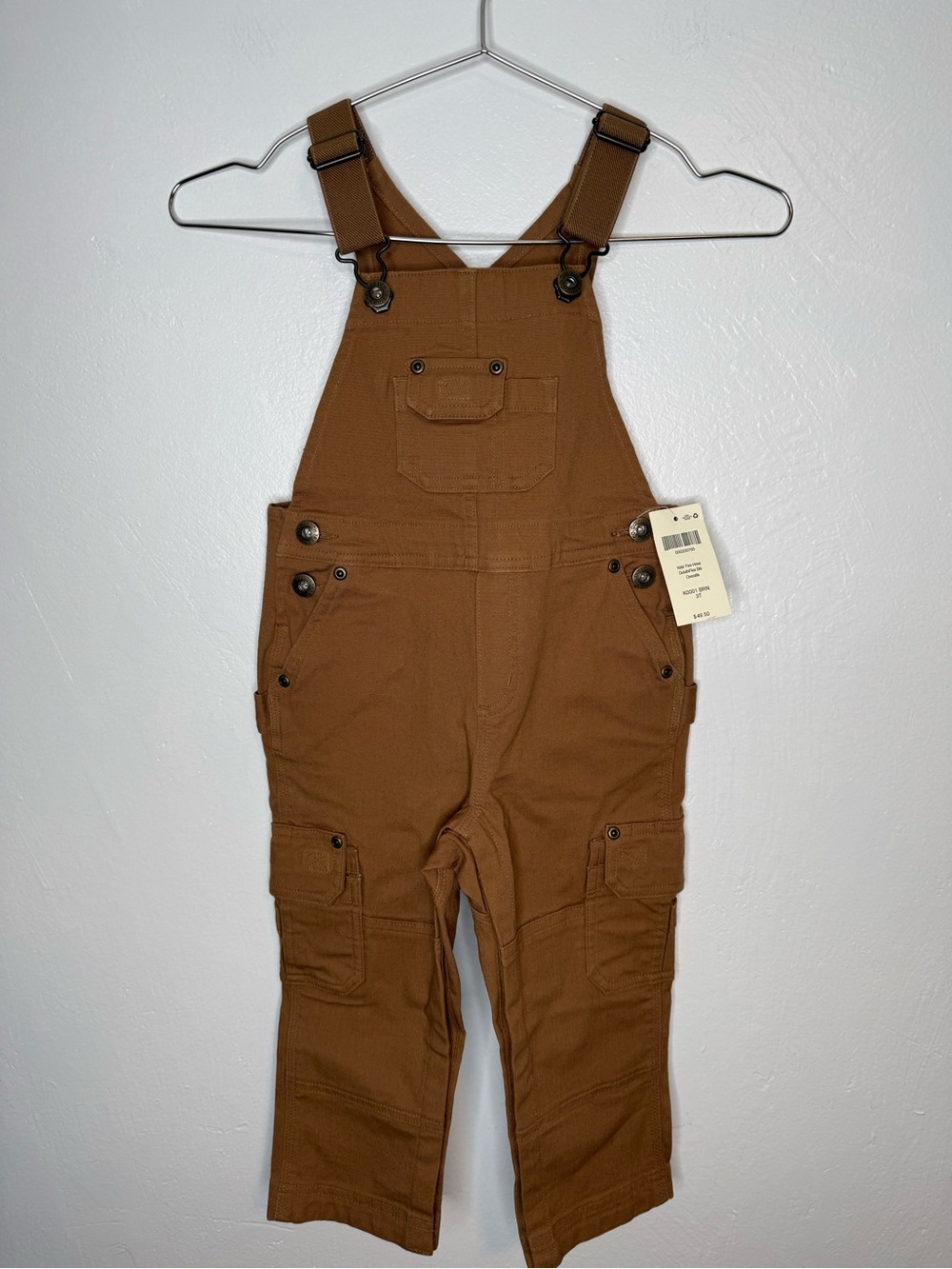 NWT Duluth Trading Co Kids DuluthFlex Bib Overalls Brown Carpenter Utility